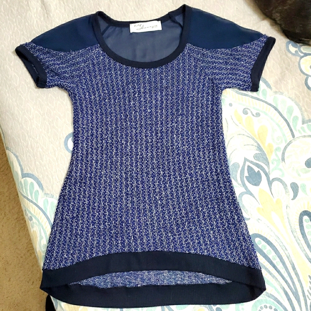 Vintage Havana short sleeve knit/sheer top